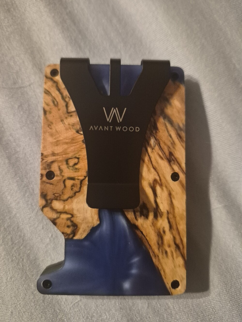 Avant Wood Men's Wood & Blue Resin Slim Wallet